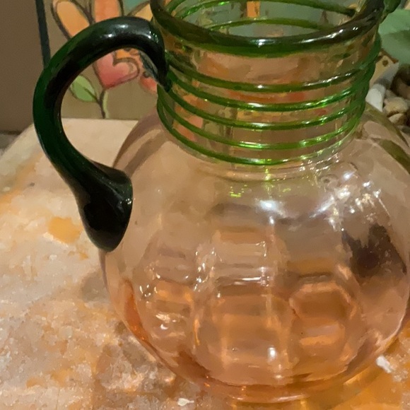 Gorgeous art deco colorful clear glass pitcher - Picture 7 of 8